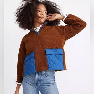 Madewell Brown and Blue Teddy Jacket SIZE XXS/S
